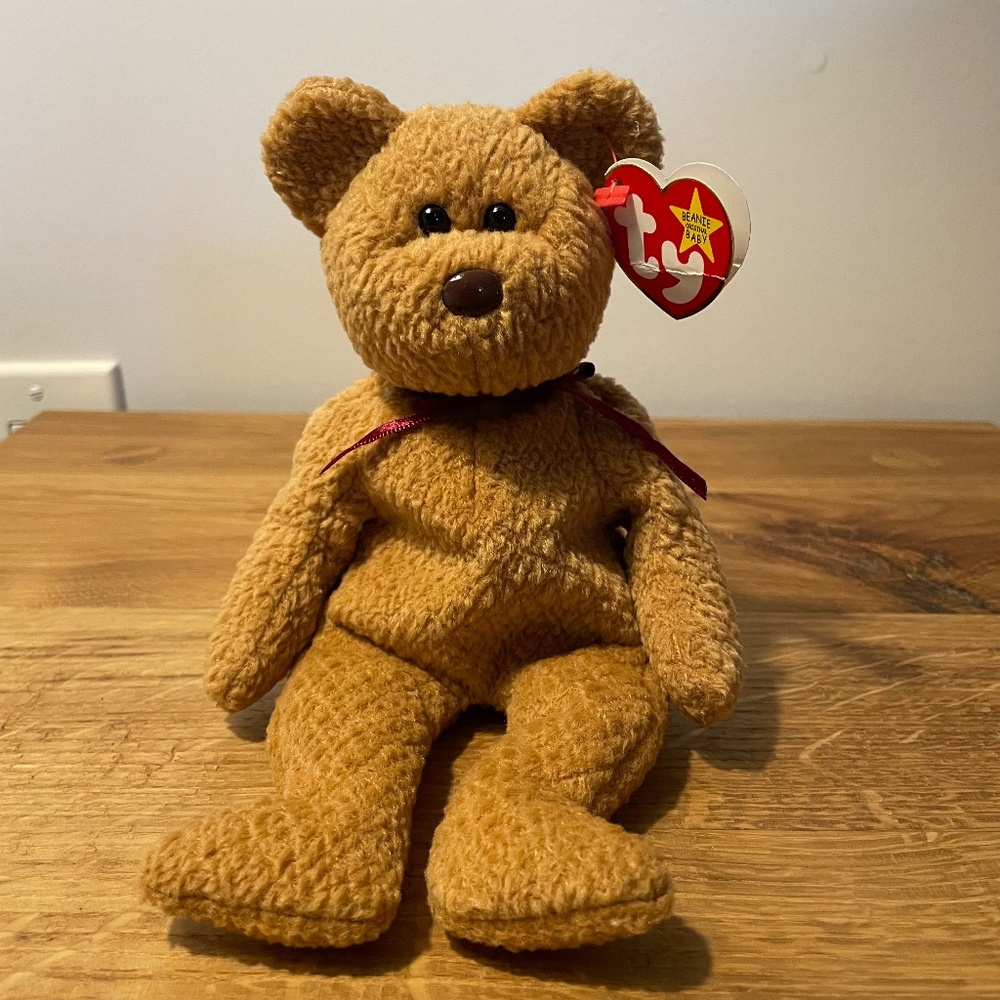 Curly Classic Bear Brown Ty Beanie Babies 1996 – New Tag On VINTAGE